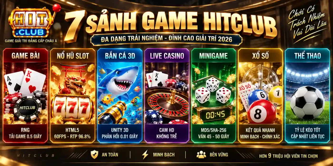 HITCLUB Điểm Danh 7 Sảnh Game Hitclub Nổi Bật Thị Trường 2026